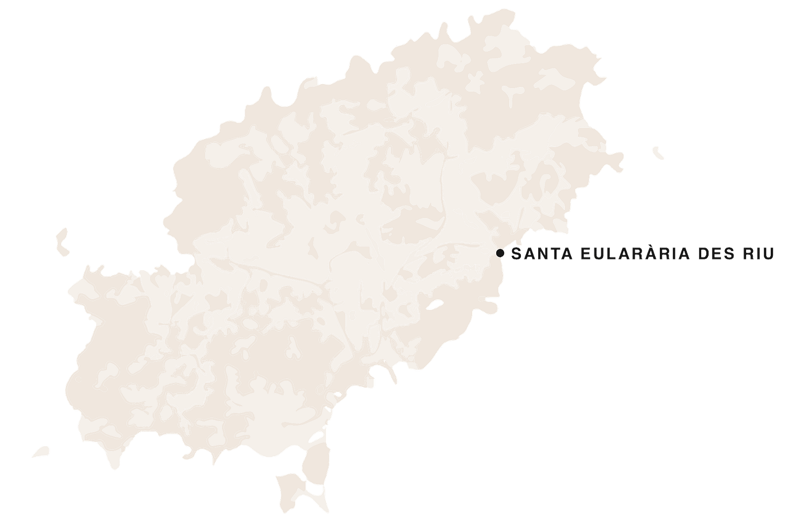 stilisierte Karte von Ibiza mit markierter Lage von Santa Eulària des Riu
